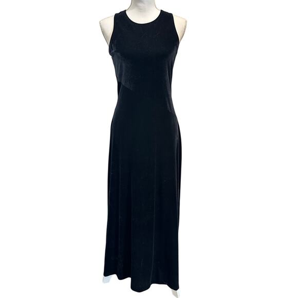 VTG Y2K 90s Marian & Maral Black Velvet Sleeveless Maxi Dress Gothic Witch Small - Picture 2 of 11